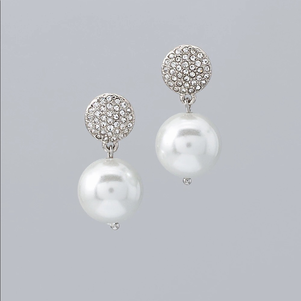WHBM Faux Pearl & Fireball Drop Earrings NWT